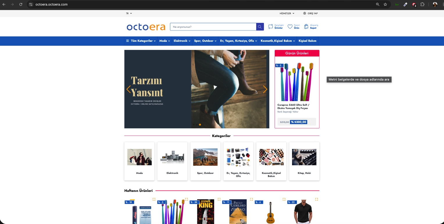 OctoEra demo mağaza vitrini